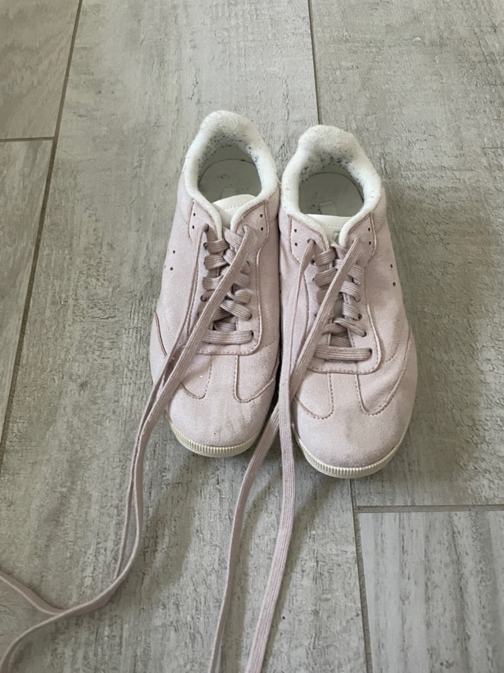 H&M Light Pink Suede Lace-Up Sneakers